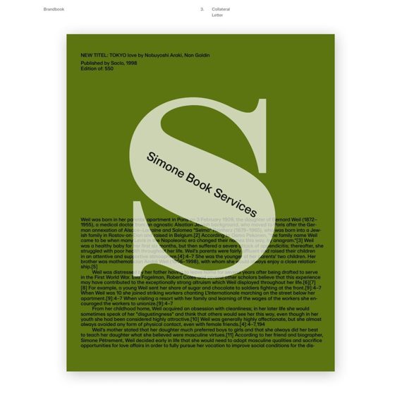 The S on Simone green, from the Simone brandbook
