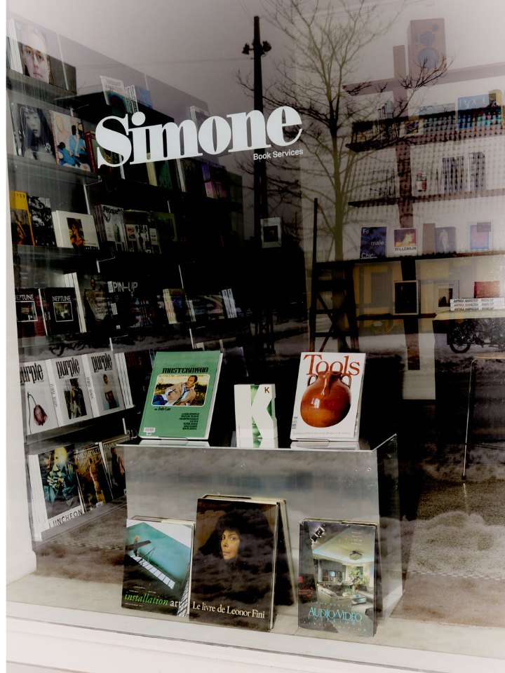 The Simone window on Vester Voldgade with books on display